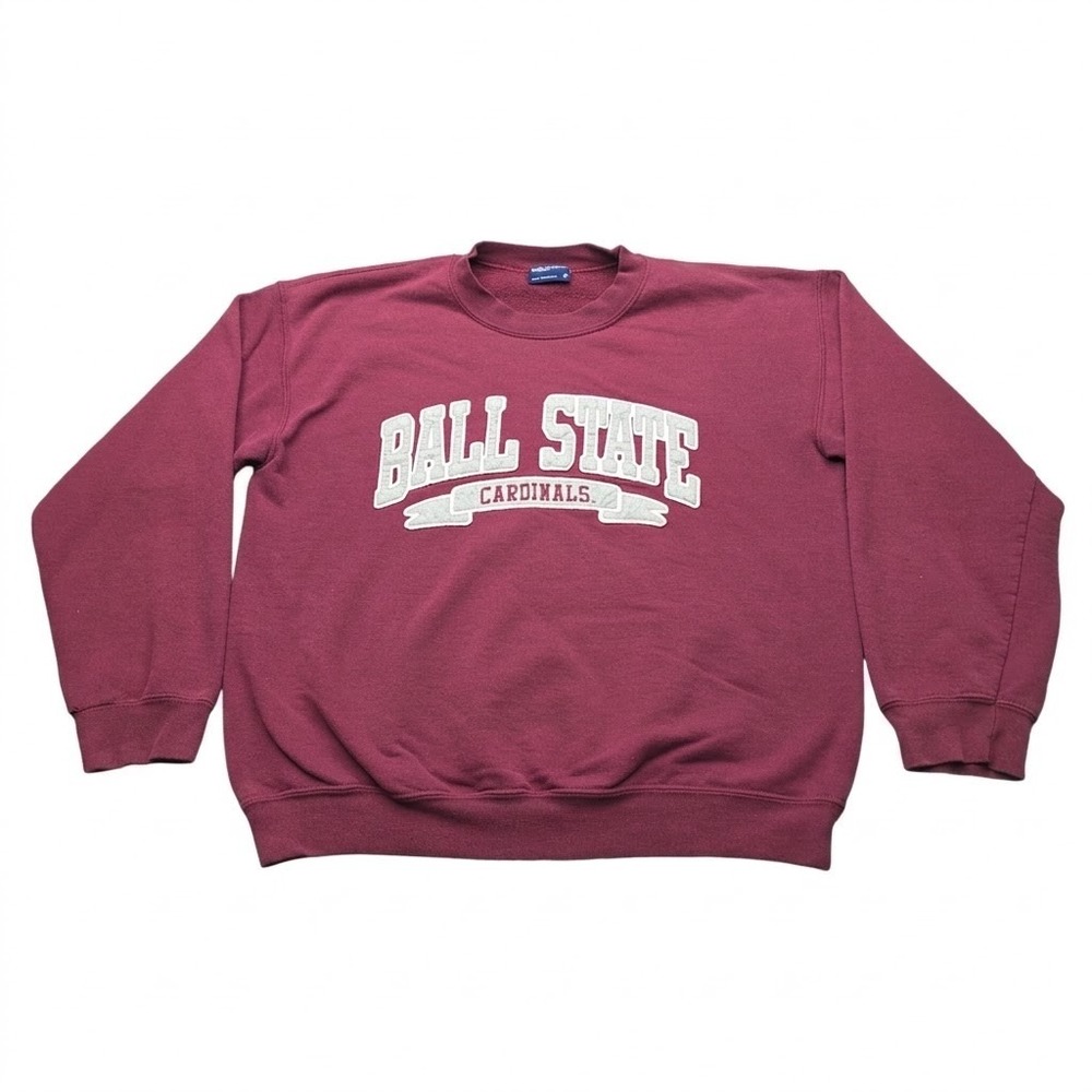 Ball State Cardinals Sweatshirt Mens M Maroon Red Crewneck MV Sport Embroidered